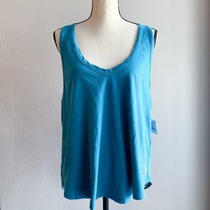 Free people movement blue raced back tank top